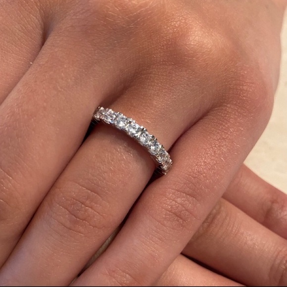 Sale $20 Firm! .925 Sterling Silver Round Cz Eternity Band - Picture 8 of 13